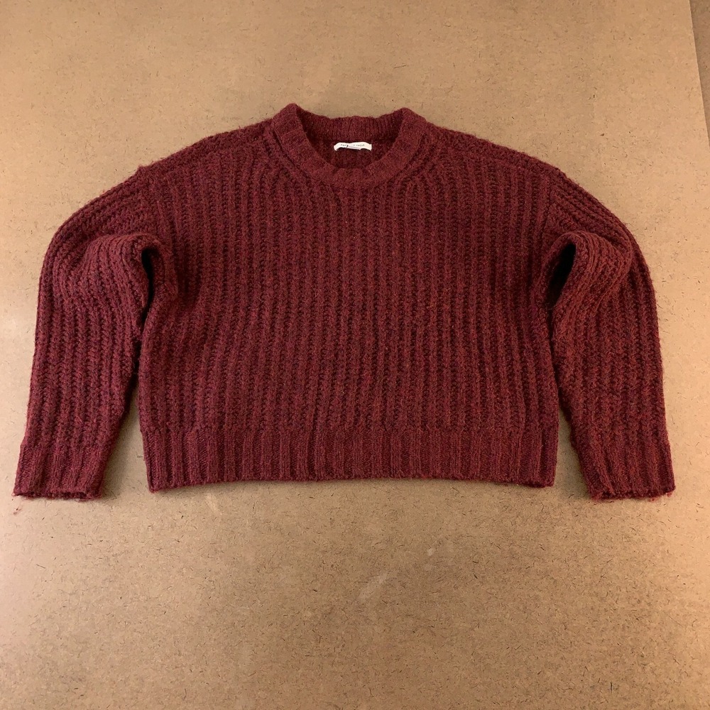 American Eagle Women's Size XS Burgundy Cozy Knit Pullover Boxy Sweater *Flaw